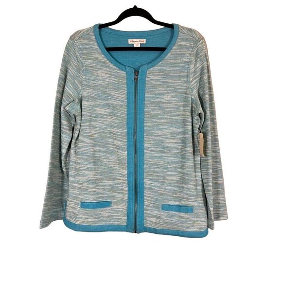 Coldwater Creek Sweater Women L Blue Western Coastal 80s Office Mature Retro - Picture 1 of 11